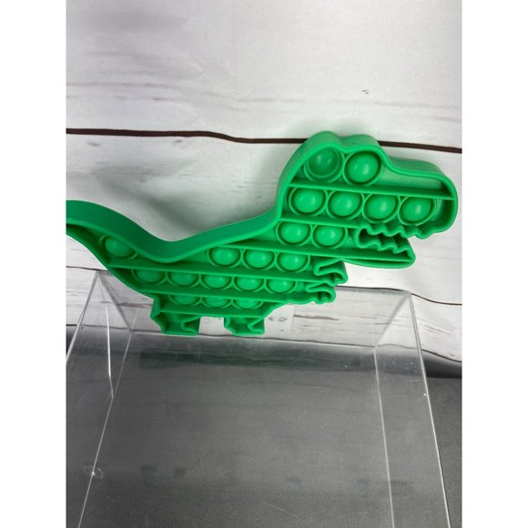 Dinosaur T-Rex Fidget Toy Push Pop Sensory Bubble Stress Relief Silicone Green - Picture 4 of 6